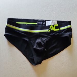 Andrew Christian Black Briefs with Neon Yellow Accents